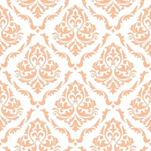 Large Scale Peach Fuzz Damask in Pantone Peach Fuzz Color of The Year 2024