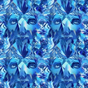 Blue Abstract Faces - medium