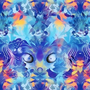 Blue & Orange Abstract Faces - large