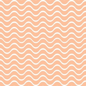 Large Scale Wavy Stripe Groovy Pickleball Coordinate in Peach Fuzz Pantone Color of The Year 2024