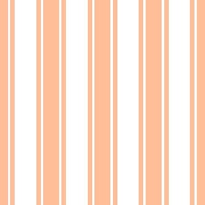 Large Scale Peach Fuzz Vertical French Ticking Stripes Pantone 2024 Color of The Year