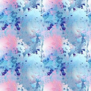 Blue & Pink Abstract Faces - medium