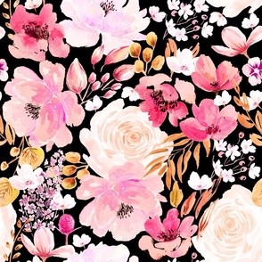 Floral Chaos in black and pink M