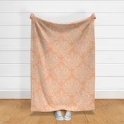 modern victorian damask, floral ornaments, Pristine neutral on peach fuzz  - large scale