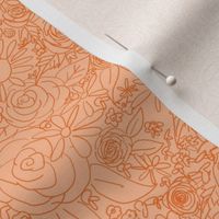 Doodle Floral // Peach Fuzz & Orange