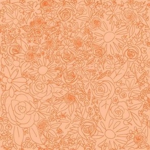 Doodle Floral // Peach Fuzz & Orange