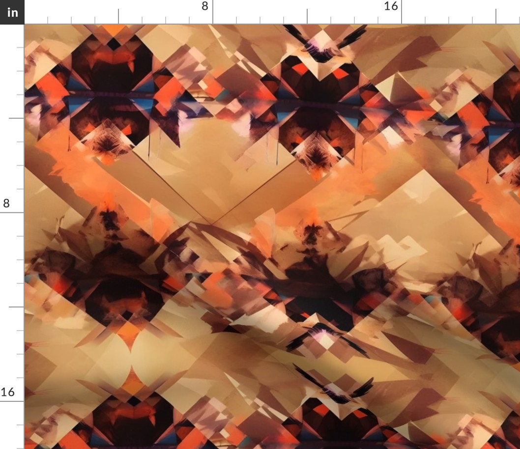 Black, Brown & Orange Geometric Abstract - large