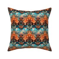 Brown, Orange & Blue Geometric Abstract - small