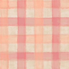 Painted Gingham Plaid - Pantone Color of the Year 2024: Peach Fuzz