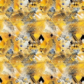 Yellow & Black Geometric Abstract - medium