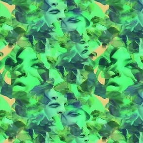 Green Abstract Faces - small