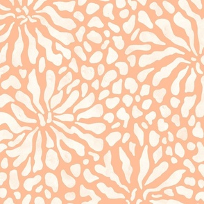 peach fuzz abstract boho garden - pantone color of the year 2024 - abstract peach botanical wallpaper
