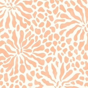 peach fuzz abstract boho garden - pantone color of the year 2024 on white - abstract peach botanical wallpaper