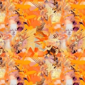 Orange Abstract Faces - small