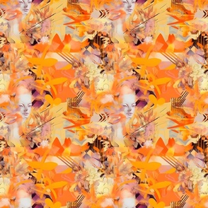 Orange Abstract Faces - medium