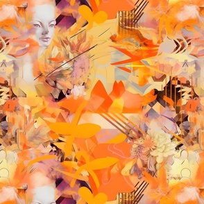 Orange Abstract Faces - large