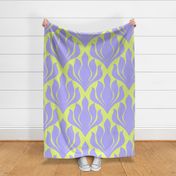 Large _ Modern Floral Ornament Lilac Neon Yellow
