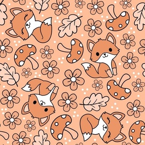 Large Scale Fox Friends in Peach Fuzz Pantone Color of The Year 2024