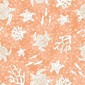 Large Scale Coral Reef in Pantone Peach Fuzz 2024 Color of The Year