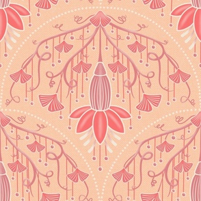 Dripping Flowers // Pantone Color of the Year 2024 Pallete on Peach Fuzz Background