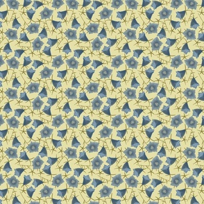 Campanula bluebell on yellow
