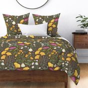 Medicinal Botanical Plants and Herbs - painted multicoloured - brown - large