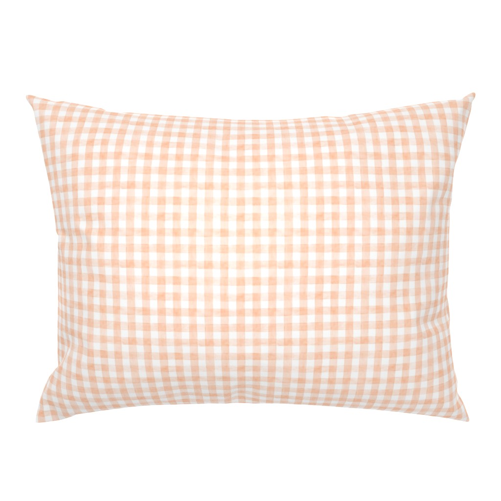 Peach Fuzz Watercolor Gingham - Ditsy Scale - Buffalo Plaid Checkers Apricot Orange Pantone 2024 Color of the Year