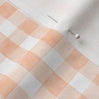 Peach Fuzz Watercolor Gingham - Small Scale - Buffalo Plaid Checkers Apricot Orange Pantone 2024 Color of the Year