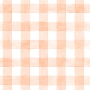 Peach Fuzz Watercolor Gingham - Small Scale - Buffalo Plaid Checkers Apricot Orange Pantone 2024 Color of the Year