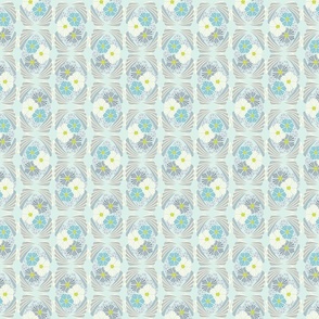 modern art deco block print floral abstract botanical gray and blue