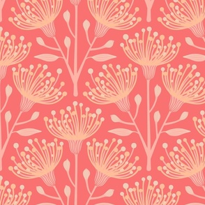 AUSTRALIAN EUCALYPTUS  Bright Floral Botanical - Peach Fuzz - Pantone Color Of The Year 2024 - LARGE Scale - UnBlink Studio by Jackie Tahara
