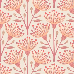 AUSTRALIAN EUCALYPTUS Light Floral Botanical - Peach Fuzz - Pantone Color Of The Year 2024 - LARGE Scale - UnBlink Studio by Jackie Tahara