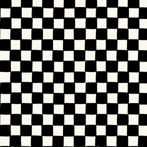 Hand Drawn Geometric Checkers, Black on Cream