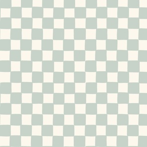 Hand Drawn Geometric Checkers, Light Blue on Cream