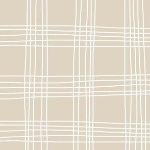 Freehand Minimalist Plaid, Cream on Beige