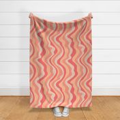 GOOD VIBRATIONS Groovy Mod Wavy Psychedelic Abstract Stripes Bright - Peach Fuzz - 2024 Pantone Color Of The Year - LARGE Scale - UnBlink Studio by Jackie Tahara