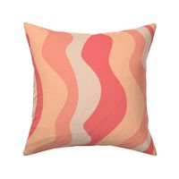 GOOD VIBRATIONS Groovy Mod Wavy Psychedelic Abstract Stripes Bright - Peach Fuzz - 2024 Pantone Color Of The Year - LARGE Scale - UnBlink Studio by Jackie Tahara