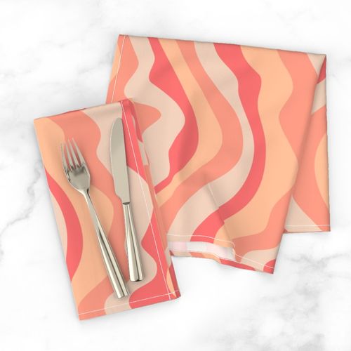 GOOD VIBRATIONS Groovy Mod Wavy Psychedelic Abstract Stripes Bright - Peach Fuzz - 2024 Pantone Color Of The Year -MEDIUM Scale - UnBlink Studio by Jackie Tahara