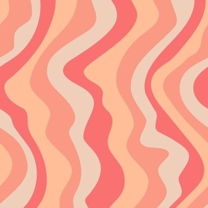 GOOD VIBRATIONS Groovy Mod Wavy Psychedelic Abstract Stripes Bright - Peach Fuzz - 2024 Pantone Color Of The Year - SMALL Scale - UnBlink Studio by Jackie Tahara