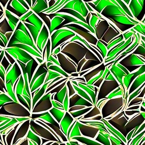 abstract tree leaves green and black