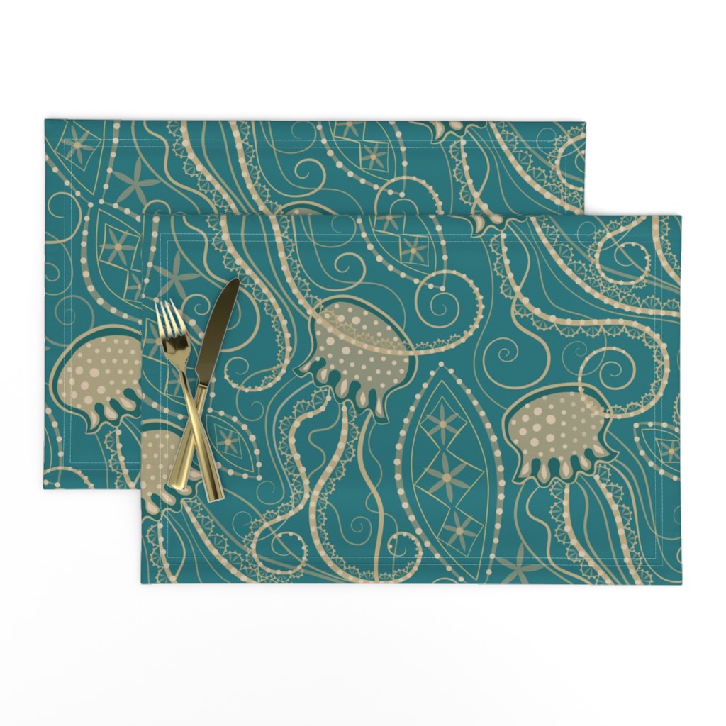 Jelly Fish Lace - Turquoise large scale