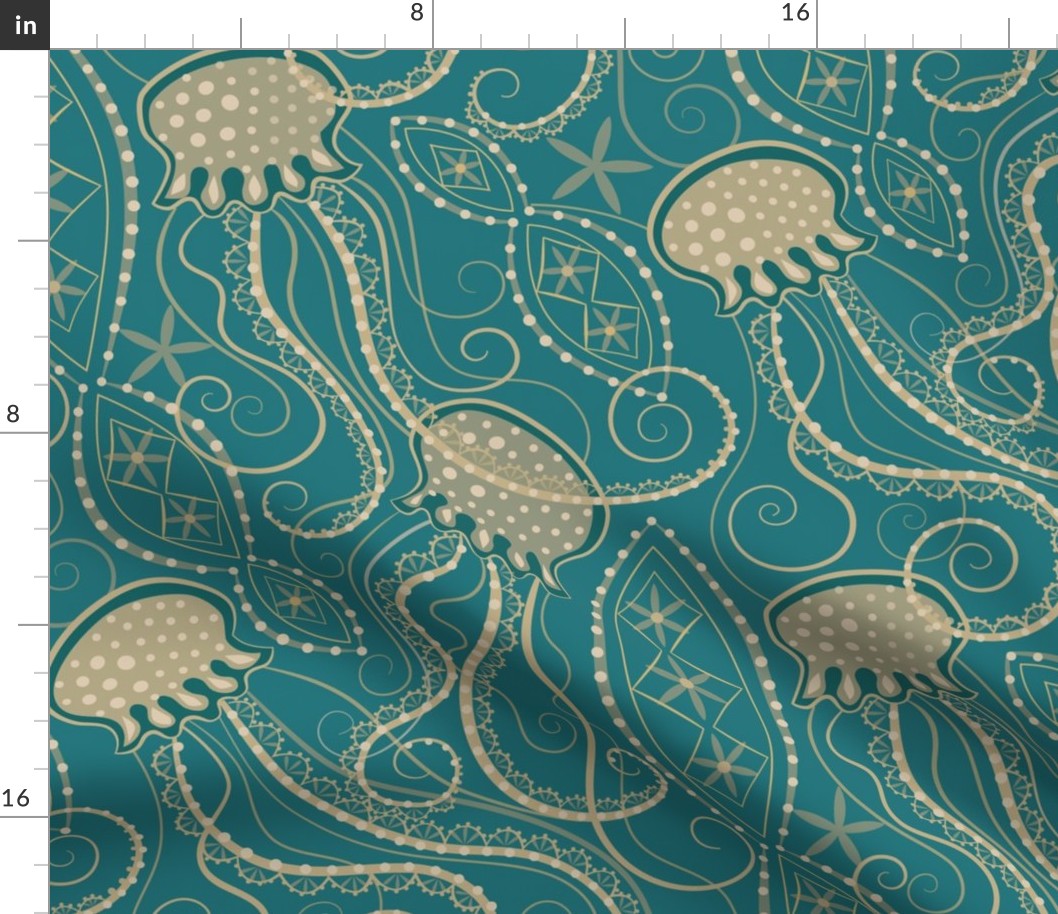 Jelly Fish Lace - Turquoise large scale