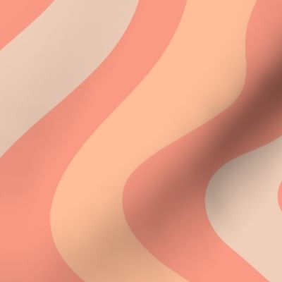 GOOD VIBRATIONS Groovy Mod Wavy Psychedelic Abstract Stripes Light - Peach Fuzz - 2024 Pantone Color Of The Year - LARGE Scale - UnBlink Studio by Jackie Tahara