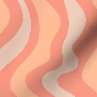 GOOD VIBRATIONS Groovy Mod Wavy Psychedelic Abstract Stripes Light - Peach Fuzz - 2024 Pantone Color Of The Year - MEDIUM Scale - UnBlink Studio by Jackie Tahara