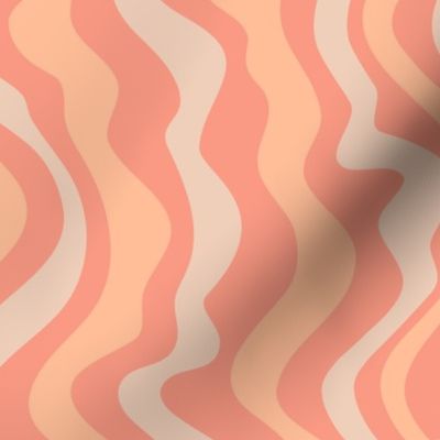 GOOD VIBRATIONS Groovy Mod Wavy Psychedelic Abstract Stripes Light - Peach Fuzz - 2024 Pantone Color Of The Year - SMALL Scale - UnBlink Studio by Jackie Tahara