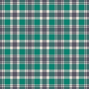 Gray and Cream Plaid on Teal Green
