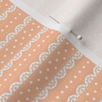 Small Scale Vintage Dots and Eyelet Lace in Peach Fuzz Pantone Color of The Year 2022