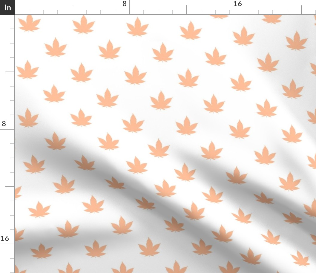 Large Scale Marijuana Cannabis Leaves in Peach Fuzz Pantone Color of The Year 2024