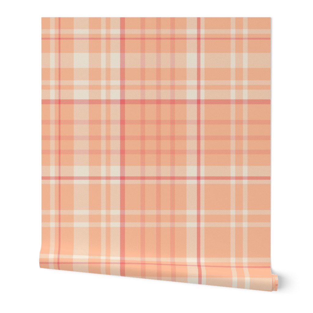 Peach Fuzz Plaid Modern Pink Tartan Pantone 2024 Color of the Year