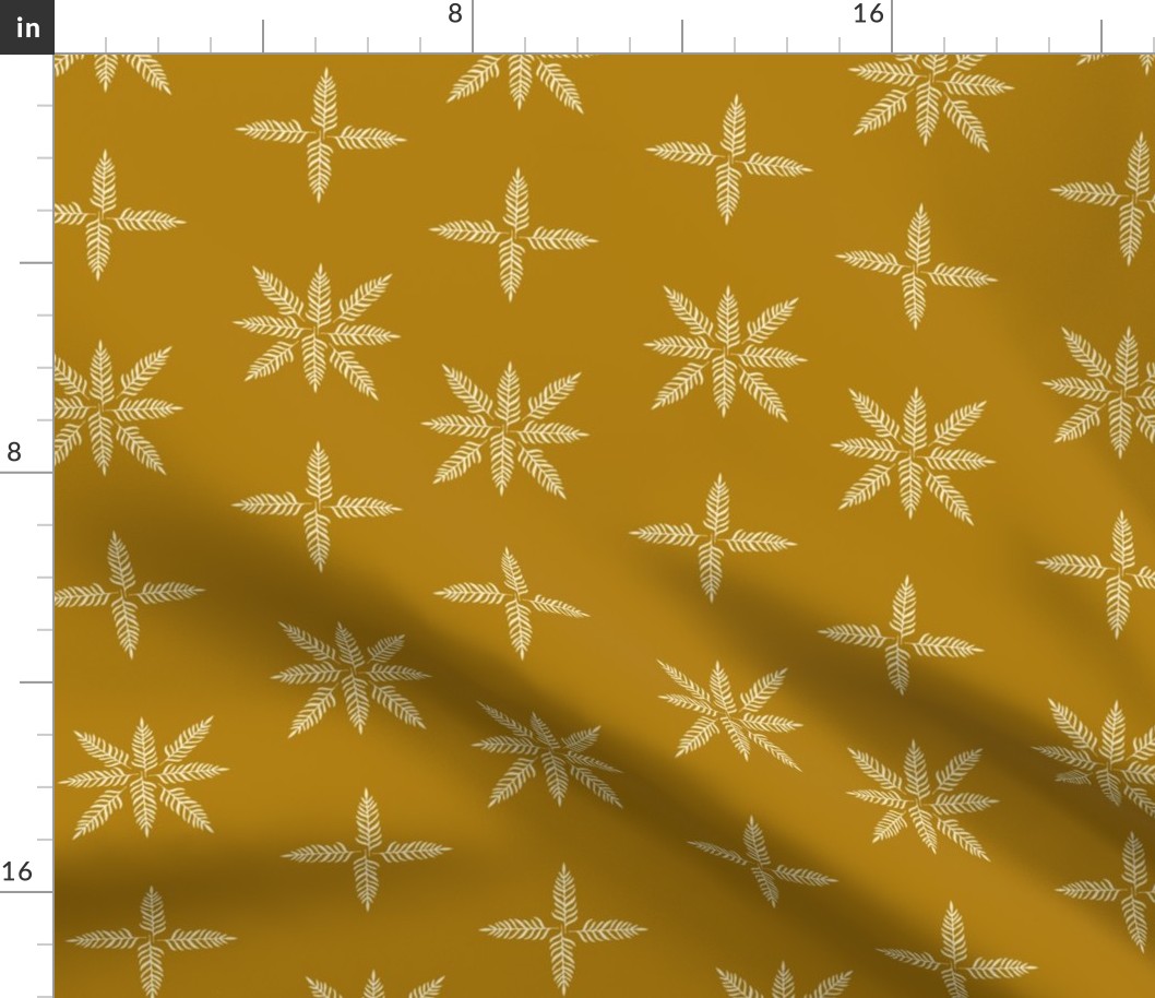 Jungle Leaf Star Pattern - Gold and Cream